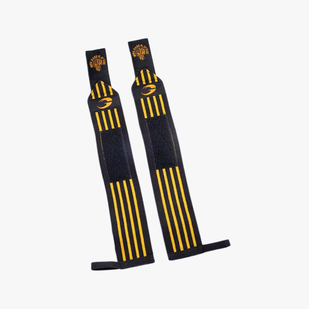 Hardcore Wrist Wraps 18inch (46cm) , Black/Yellow - Rannetuet
